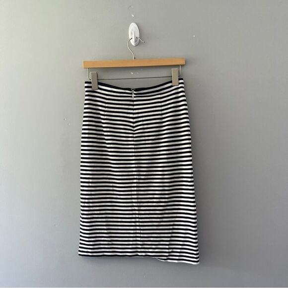 Tibi Elsa Striped Pencil Skirt Black White Slim Stretch Size 4 - Picture 2 of 9